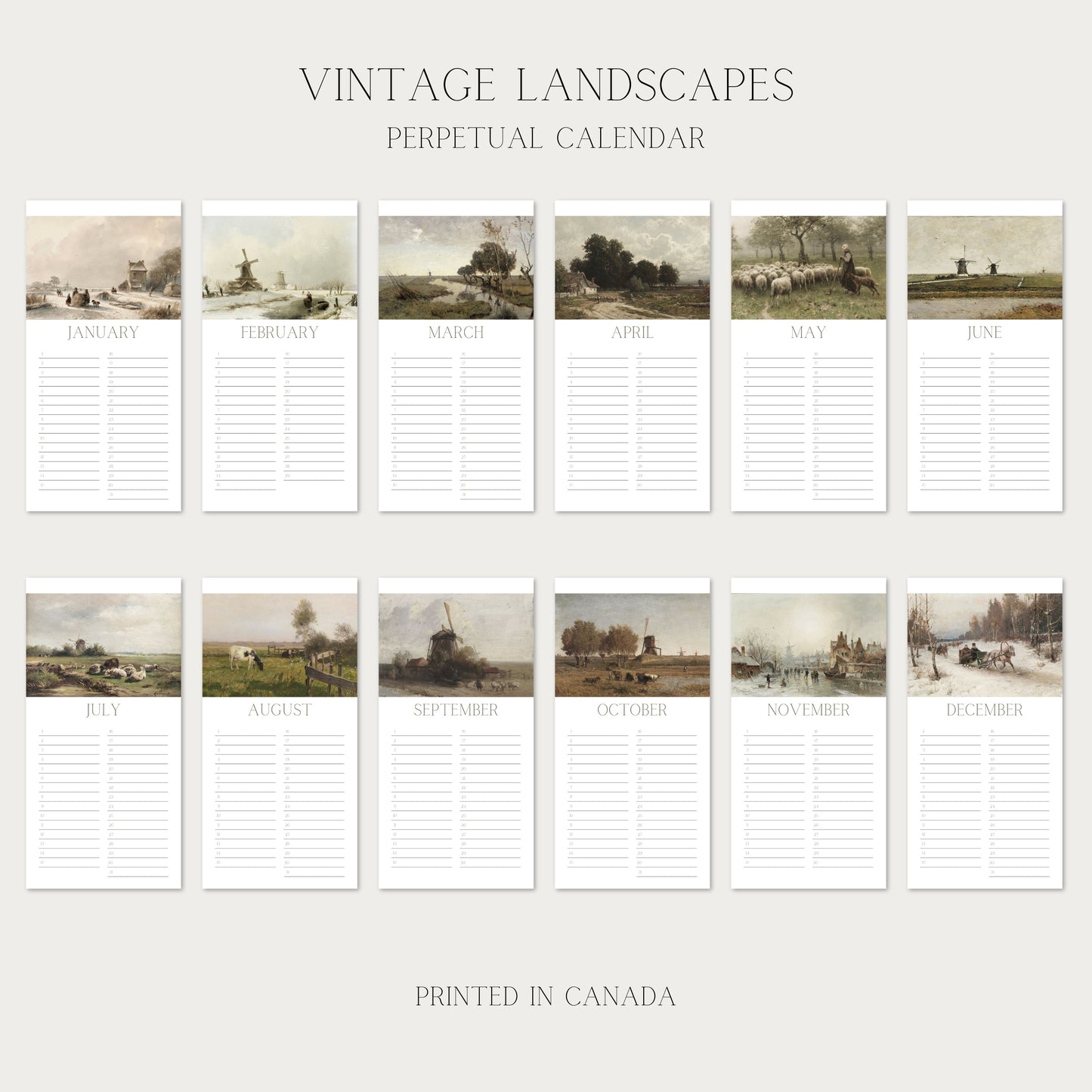 Vintage Landscapes Perpetual Calendar